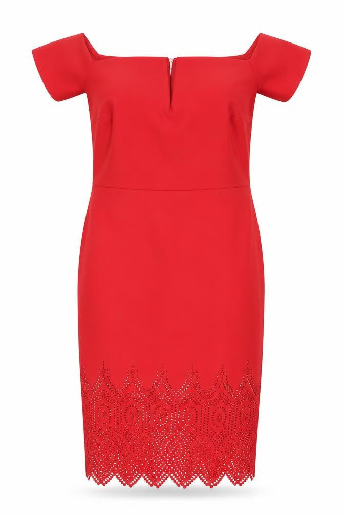 Next Women's Red Off-the-Shoulder Sheath Dress