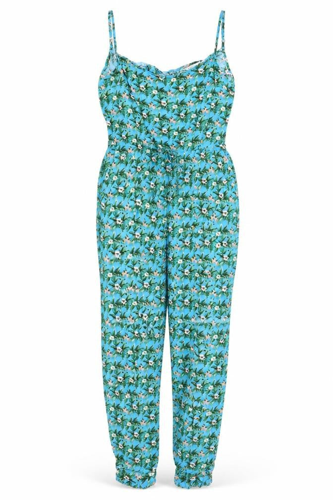 Oasis Women's Blue Floral Jumpsuit S - Summer Viscose Style