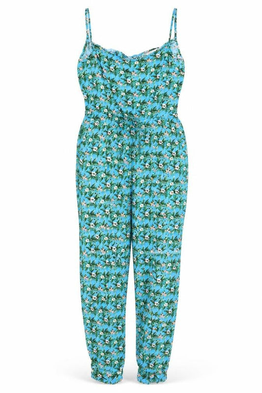 Oasis Women's Blue Floral Jumpsuit S - Summer Viscose Style