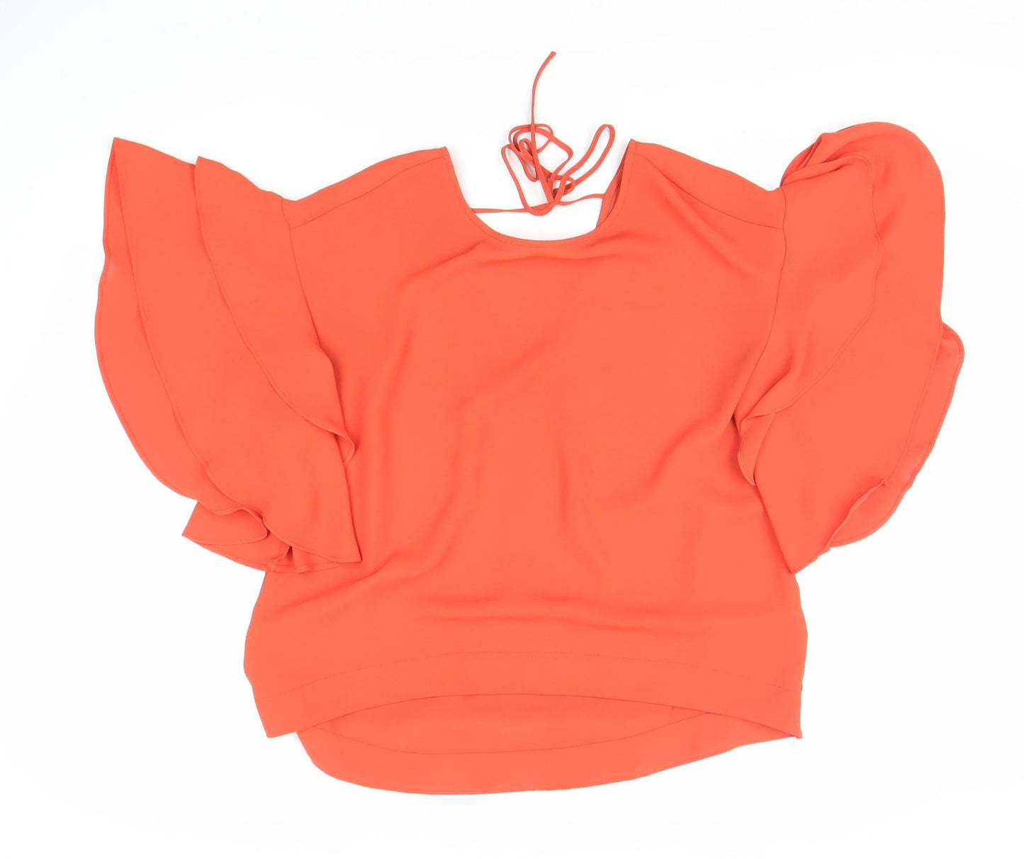 Marks & Spencer Women Orange V-Neck Flutter Sleeve Top