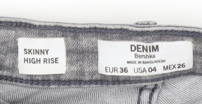 Bershka Women's Grey Skinny High Rise Jeans - Size 8