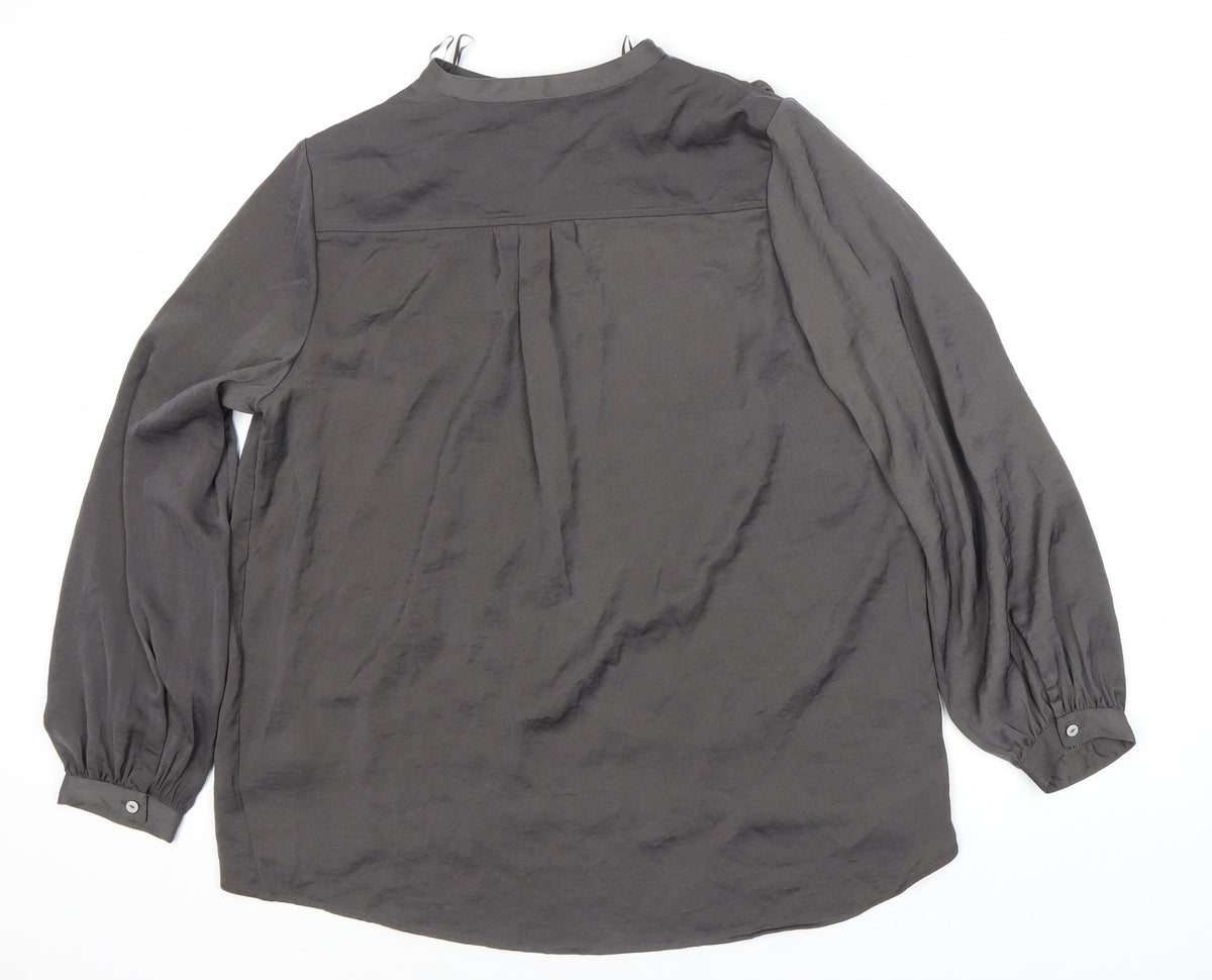 Marks & Spencer Grey Women's Blouse, Size 14 Long Sleeve