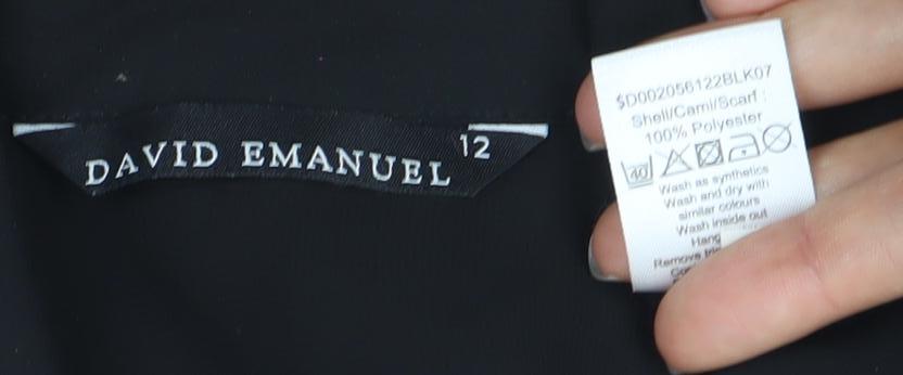 David Emanuel Women's Black Button-Up Blouse Size 12