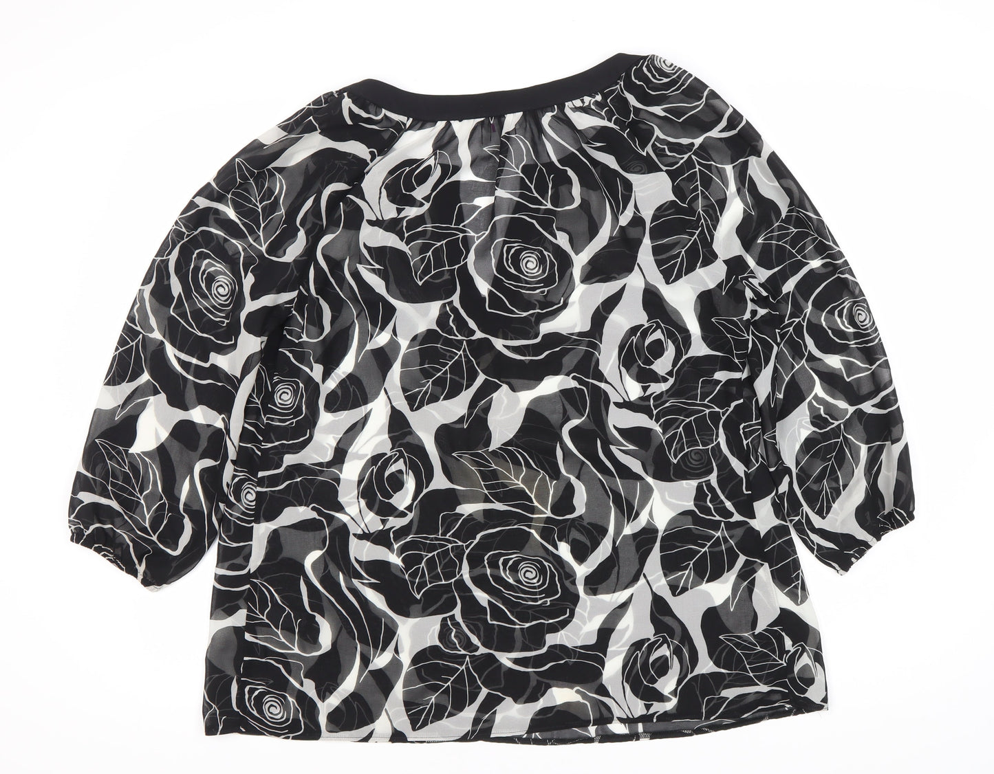 Per Una Women's Black Floral Tunic Blouse Size 12
