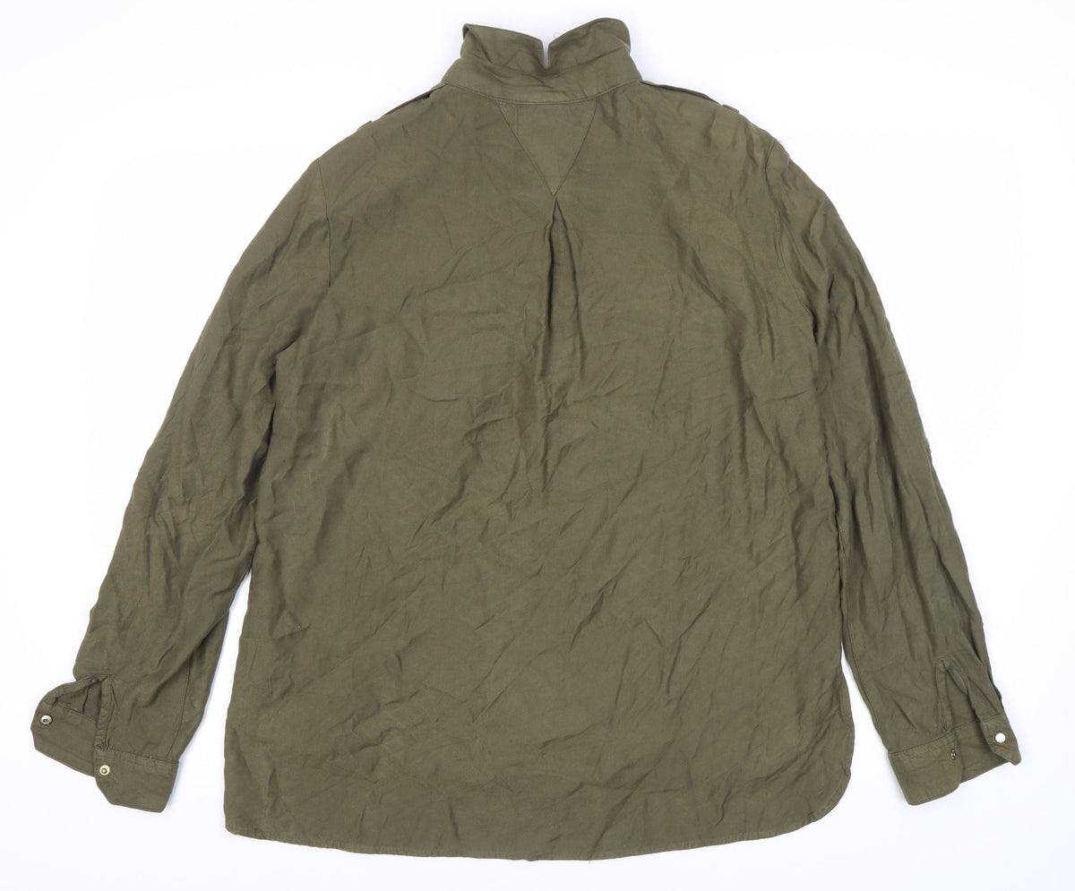 River Island Women's Green Jacket Size 12 with Zip & Pockets