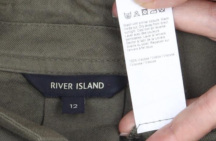 River Island Women's Green Jacket Size 12 with Zip & Pockets