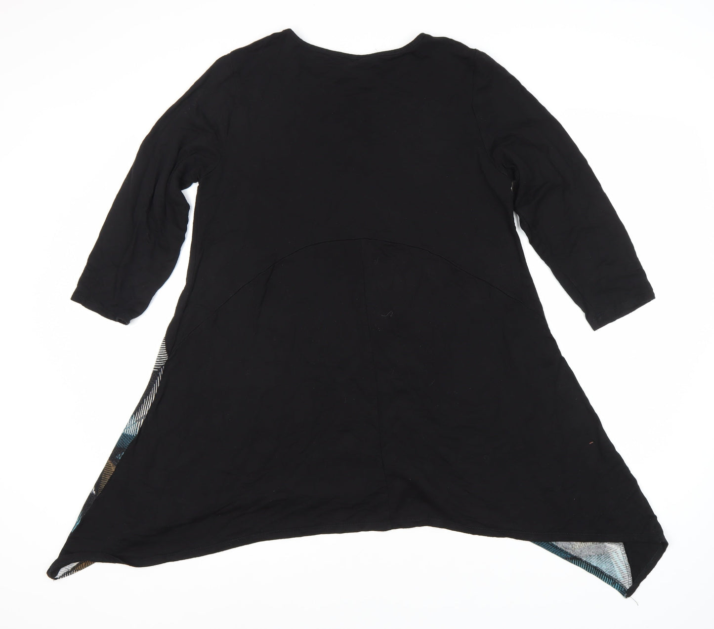Saloos Women's Black Geometric 3/4 Sleeve Top, Size 14
