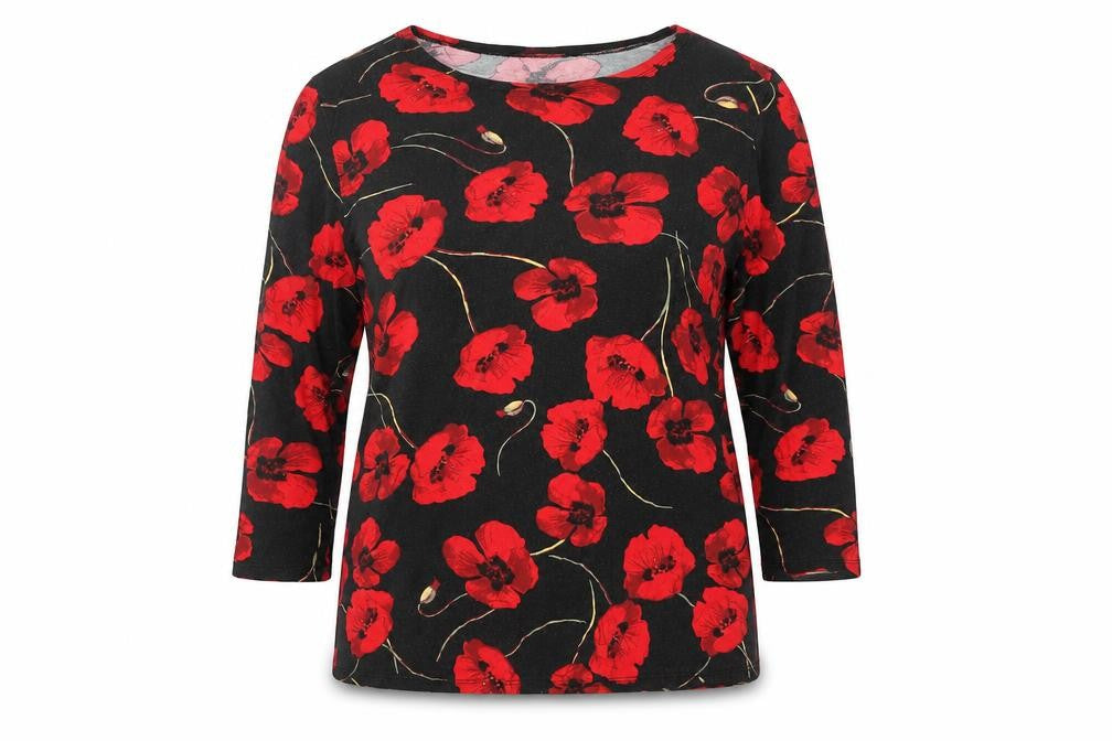 Saloos Women's Black Floral Top Size 18