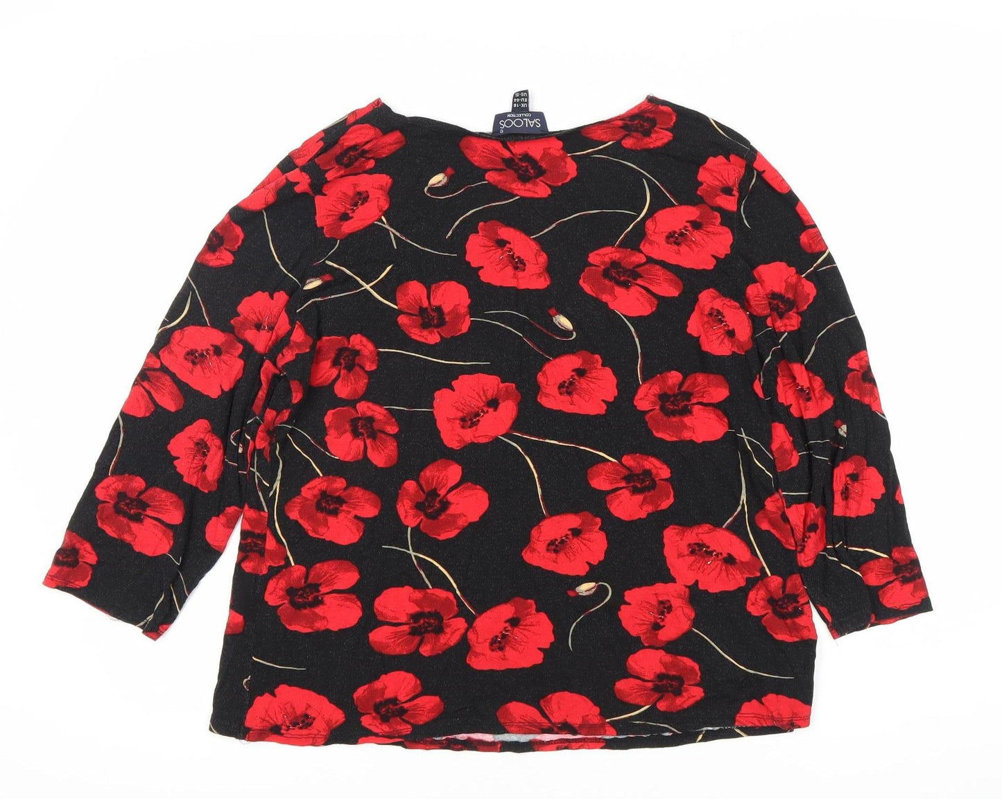 Saloos Women's Black Floral Top Size 18