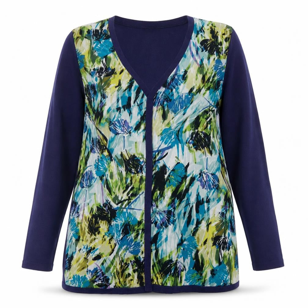 EAST Women's Multicoloured Floral Silk Wool Cardigan Size 16