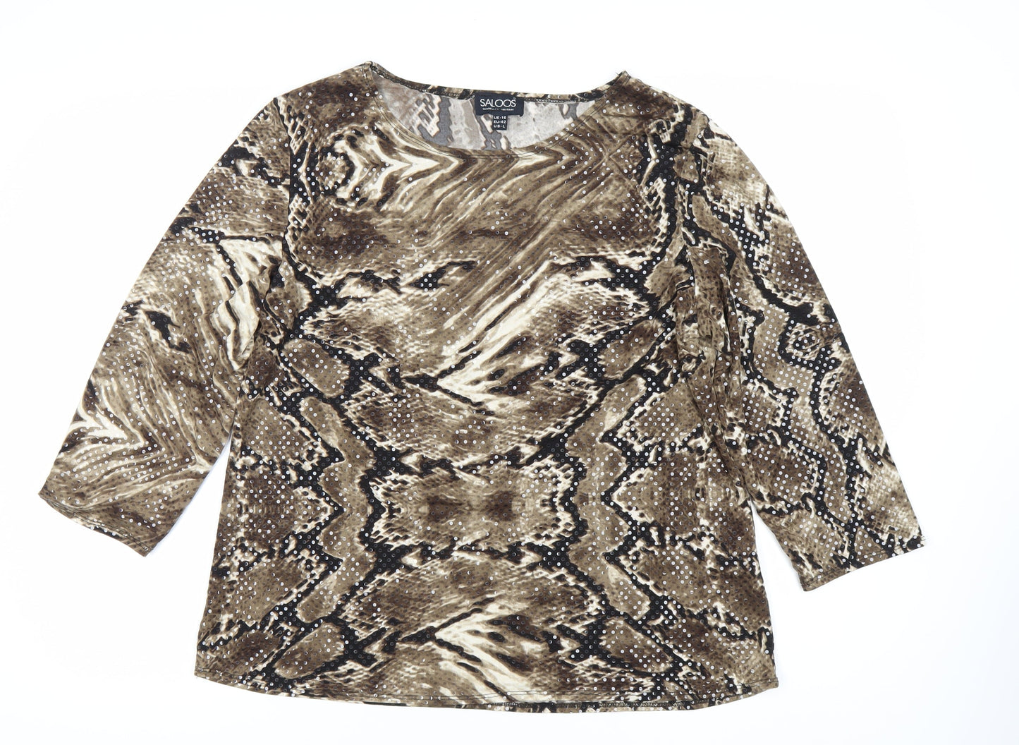 Saloos Women’s Brown Animal Print Blouse Size 16