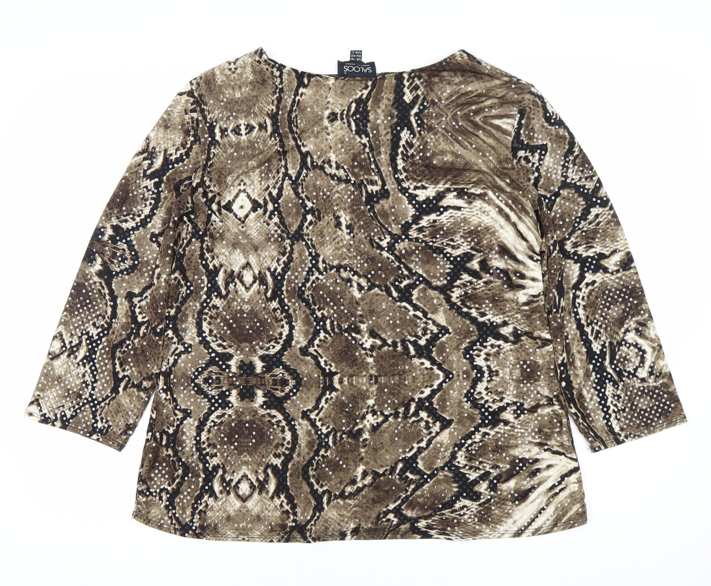 Saloos Women’s Brown Animal Print Blouse Size 16