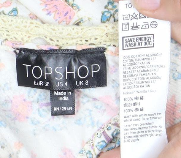 Topshop Women's Floral Strappy Dress Size 8
