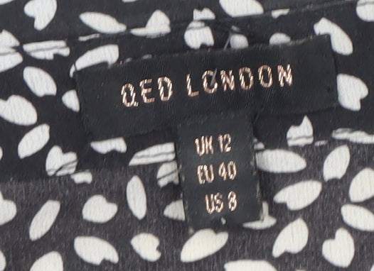 QED London Women's Black Dress Size 12 Animal Print