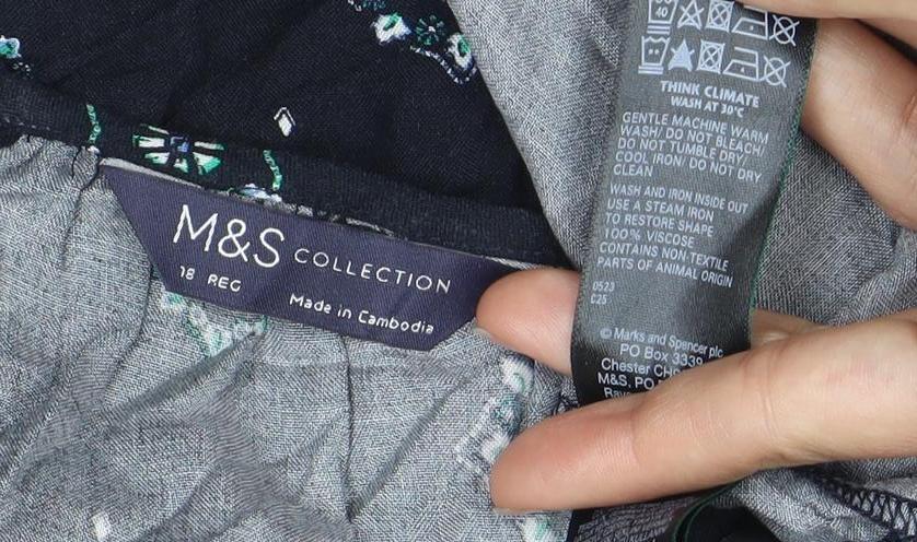 Marks & Spencer Blue Floral Blouse Size 10