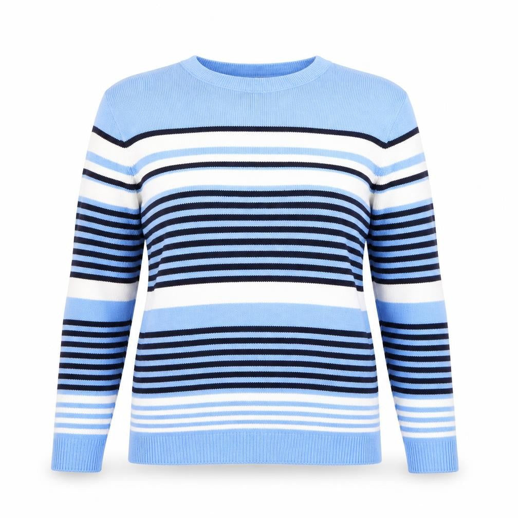 Pier & Helena Women's Blue Striped Pullover Jumper M