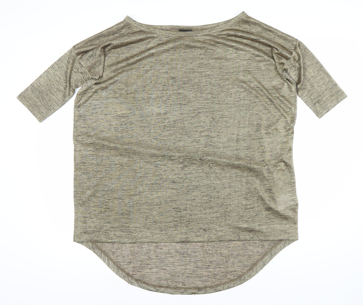 H&M Women's Brown Relaxed T-Shirt, Round Neck, 2XS