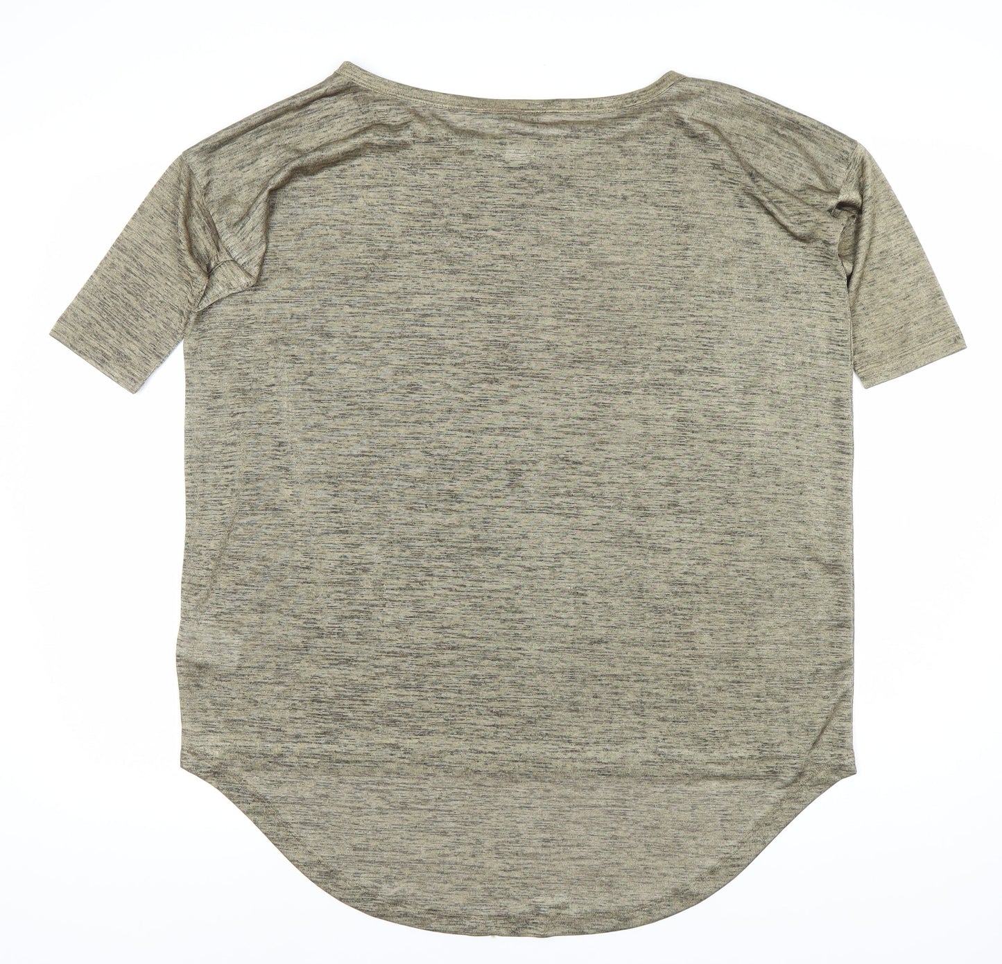 H&M Women's Brown Relaxed T-Shirt, Round Neck, 2XS