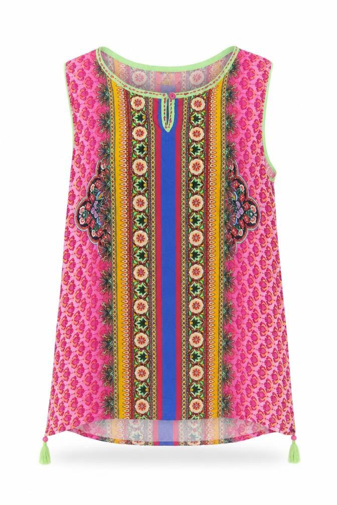 ATEESA Women's Multicoloured Rayon Sleeveless Top XL