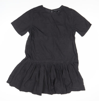 Additional front view of ASOS Women's Black Shift Dress, size 12, Casual