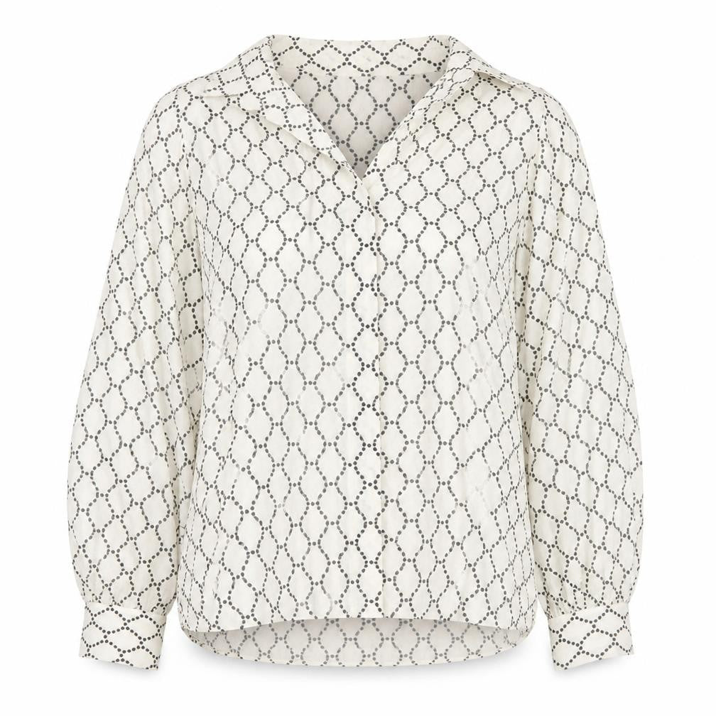 ZARA Women's White Polka Dot Long Sleeve Blouse