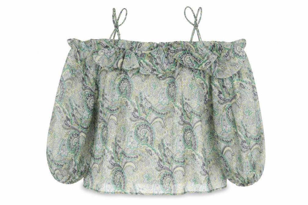 Mango Women's Green Paisley Camisole Top - Size 12