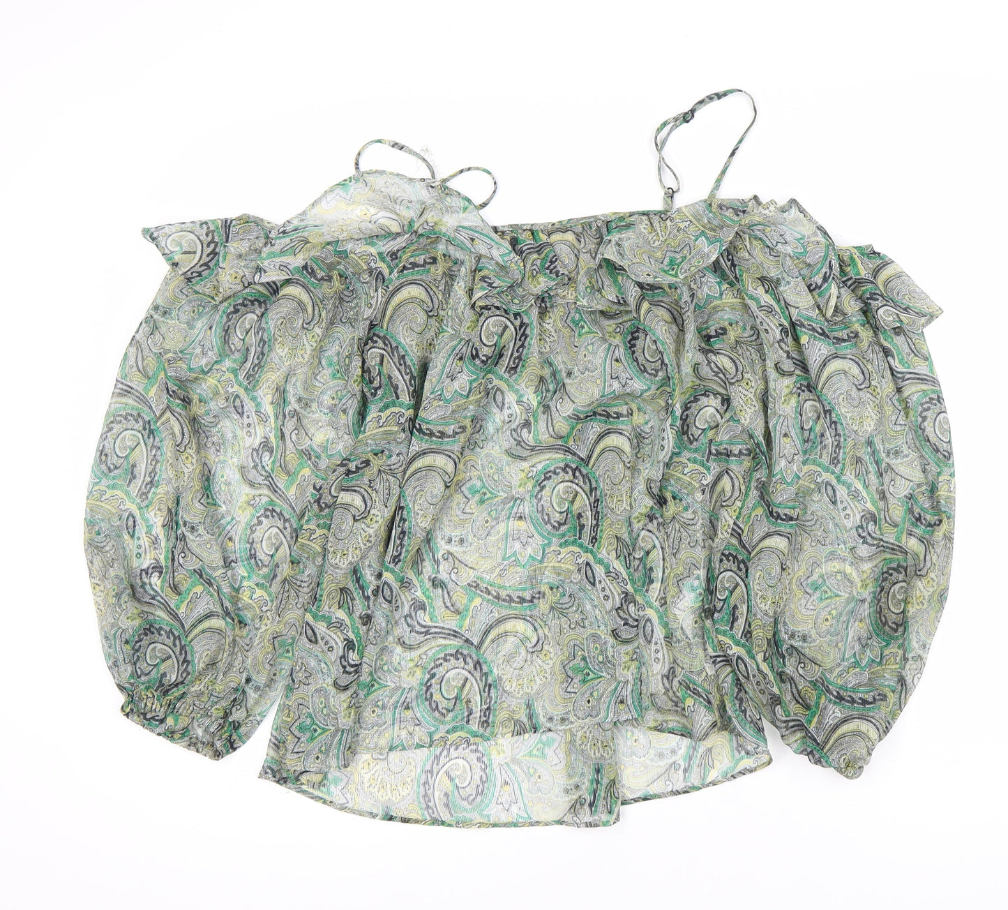 Mango Women's Green Paisley Camisole Top - Size 12