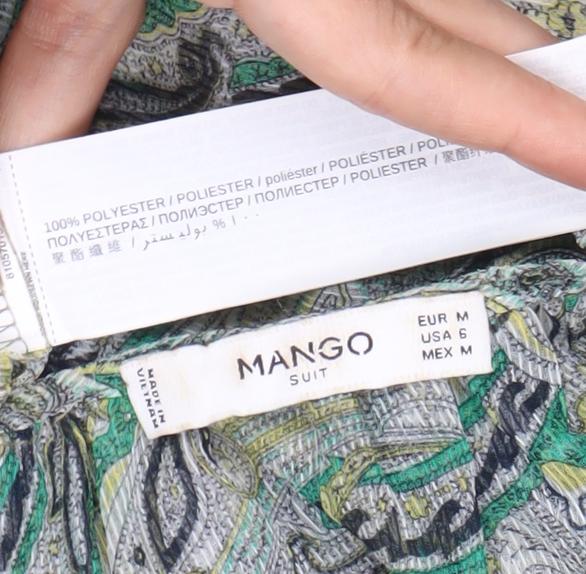 Mango Women's Green Paisley Camisole Top - Size 12