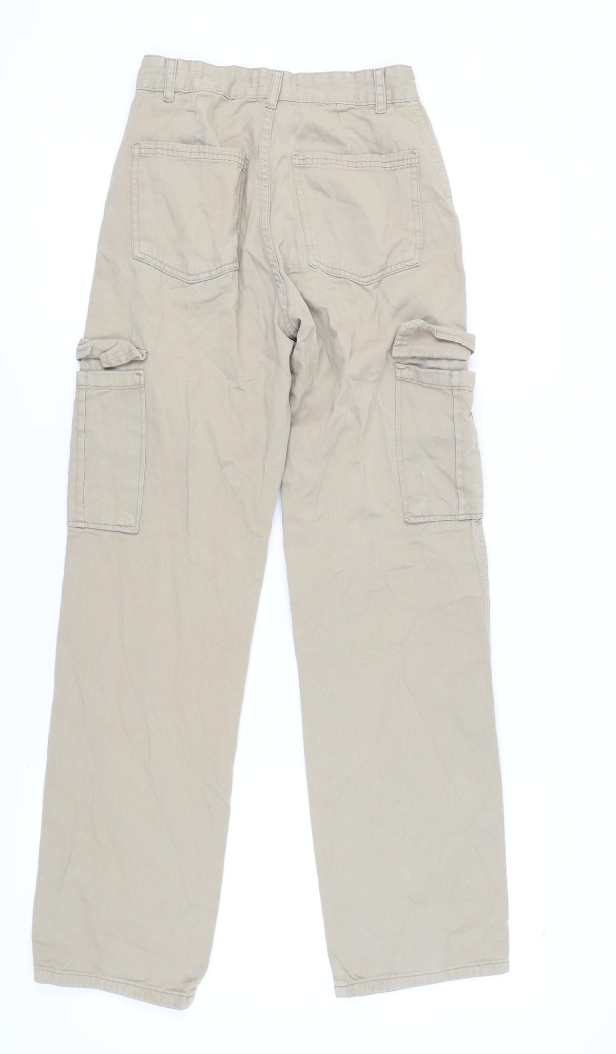 Stradivarius Beige Women's Cargo Trousers Size 6 with Pockets