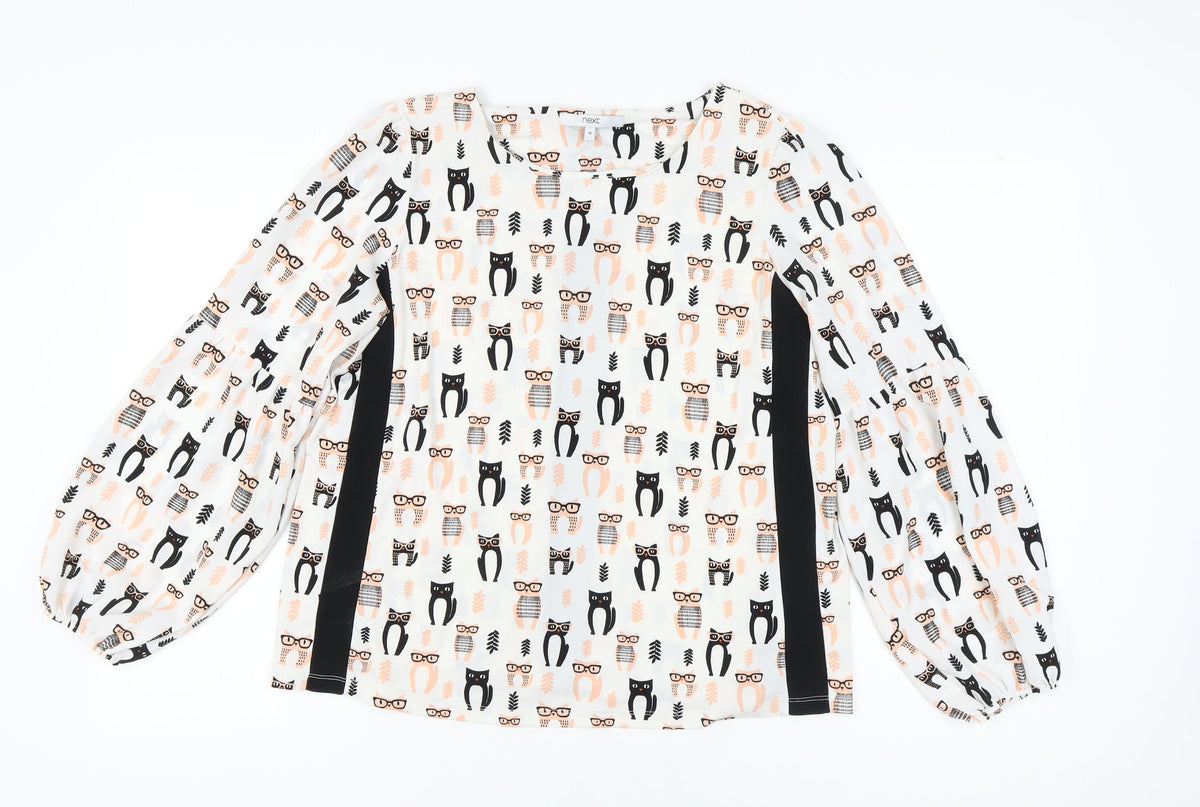 Next Women's Multicoloured Cat Print Blouse UK 16