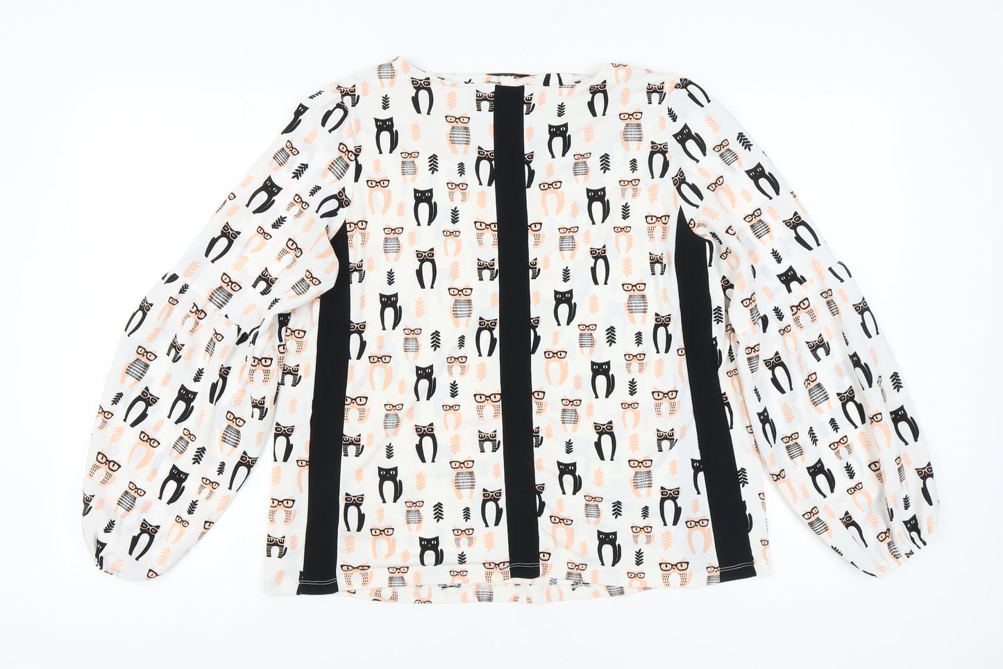 Next Women's Multicoloured Cat Print Blouse UK 16