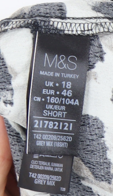 Marks & Spencer Women's Grey Animal Print Shift Dress, Size 18
