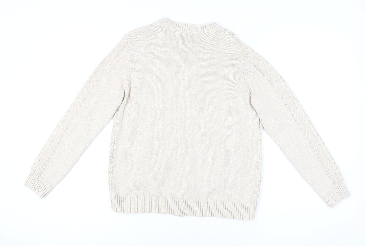 Isle Essentials Beige Cable-Knit Cardigan Women's L