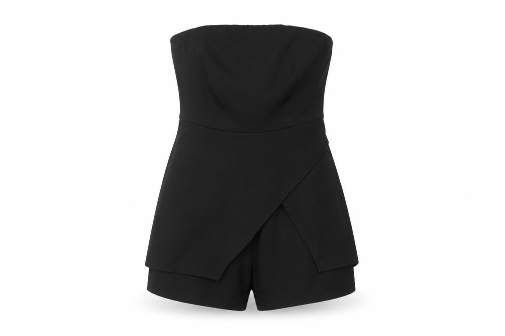 Missguided Women's Black Belted Strapless Playsuit, M, Party Ready