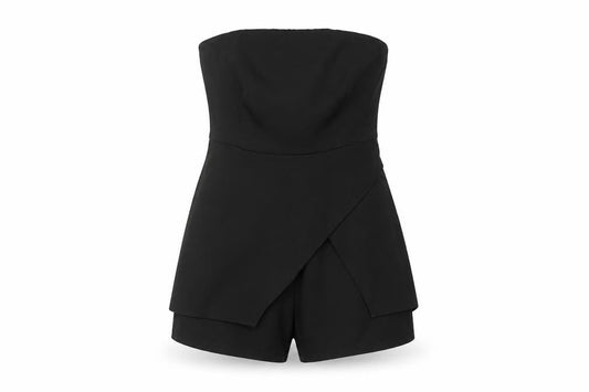 Missguided Women's Black Belted Strapless Playsuit, M, Party Ready