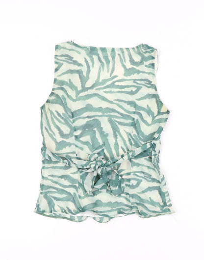 Back view of Principles Women’s Green Wrap Sleeveless Top