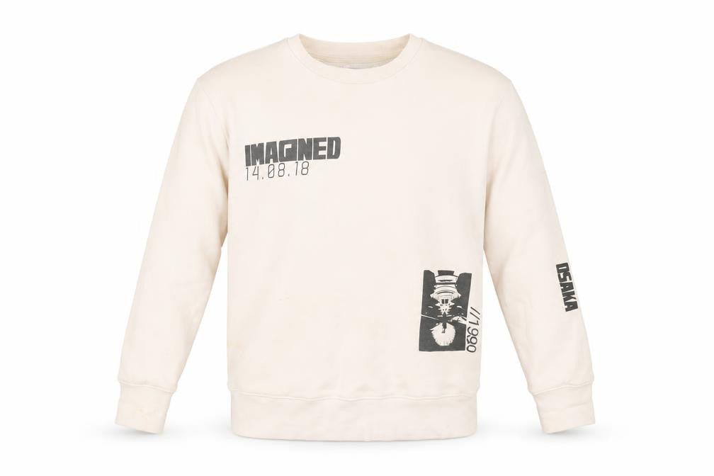 Topman Beige Men's XS Graphic Pullover Sweatshirt