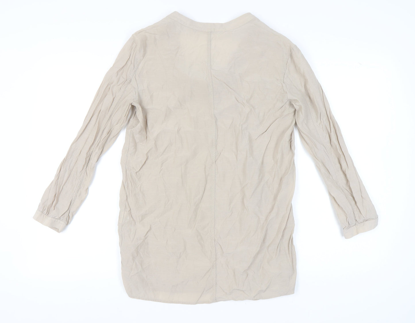COS Women's Beige 3/4 Sleeve Top, Size 12, Scoop Neck