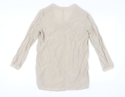 Back view of COS Women's Beige 3/4 Sleeve Top, size 12, Scoop Neck
