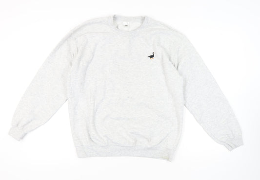 G&G Men's Grey Pullover Sweatshirt M Logo Crew Neck