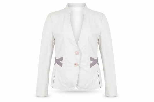 Dau Women Ivory Blazer M Button Casual