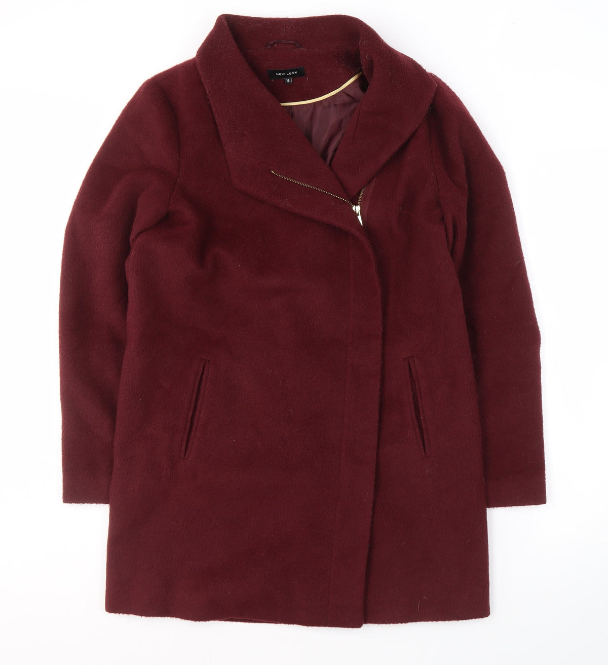 New Look Women's Red Mid-Length Overcoat Size 10