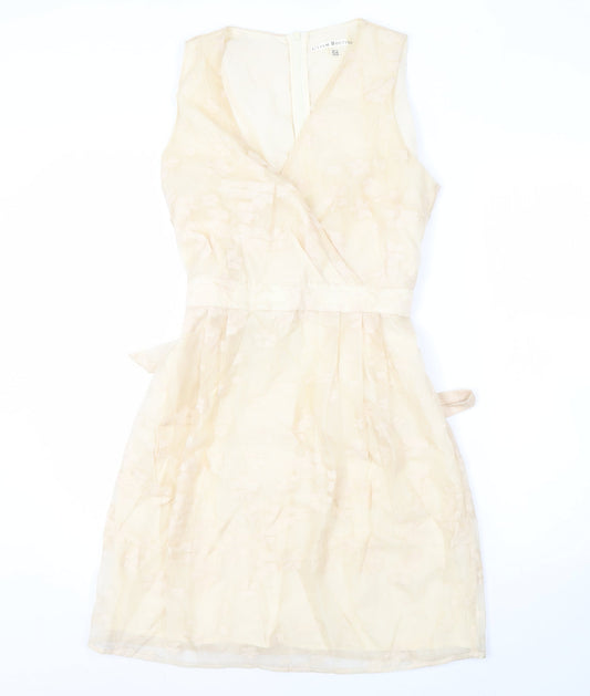 Uttam Boutique Beige V-Neck Sleeveless Dress UK 12