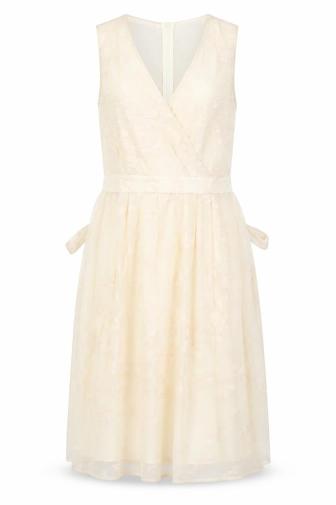 Uttam Boutique Beige V-Neck Sleeveless Dress UK 12