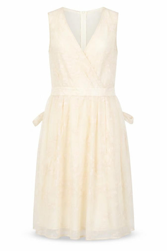 Uttam Boutique Beige V-Neck Sleeveless Dress UK 12