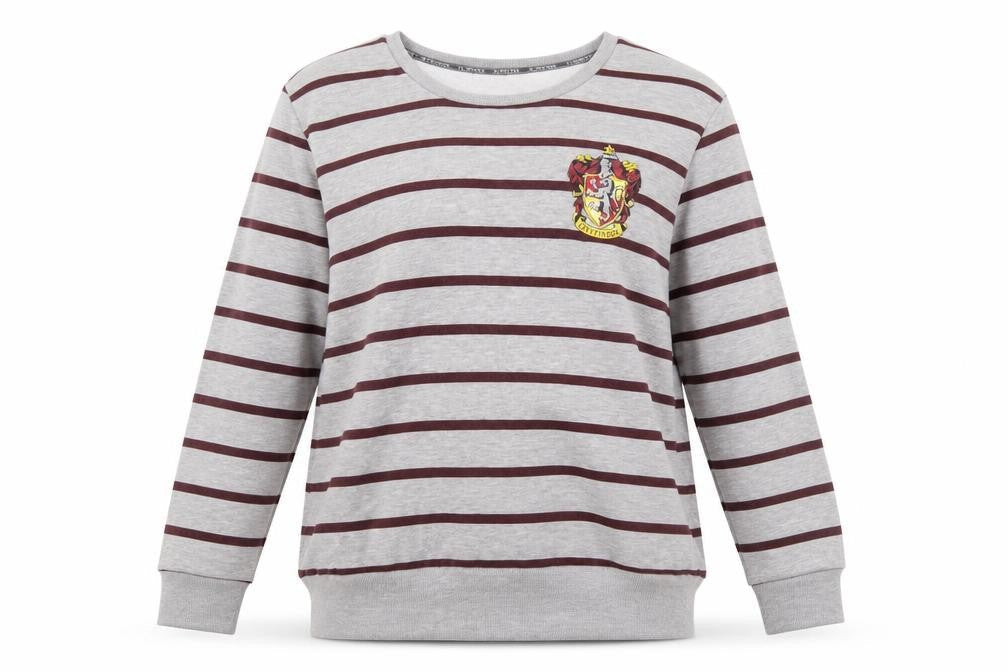 Harry Potter Unisex Adults Grey Striped Pullover Sweatshirt L
