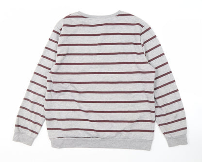 Harry Womens Potter Grey Striped Pullover Sweatshirt L
