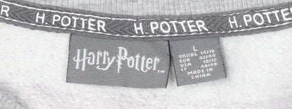 Harry Womens Potter Grey Striped Pullover Sweatshirt L