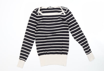Additional front view of French Connection Women's Black Striped Pullover XS
