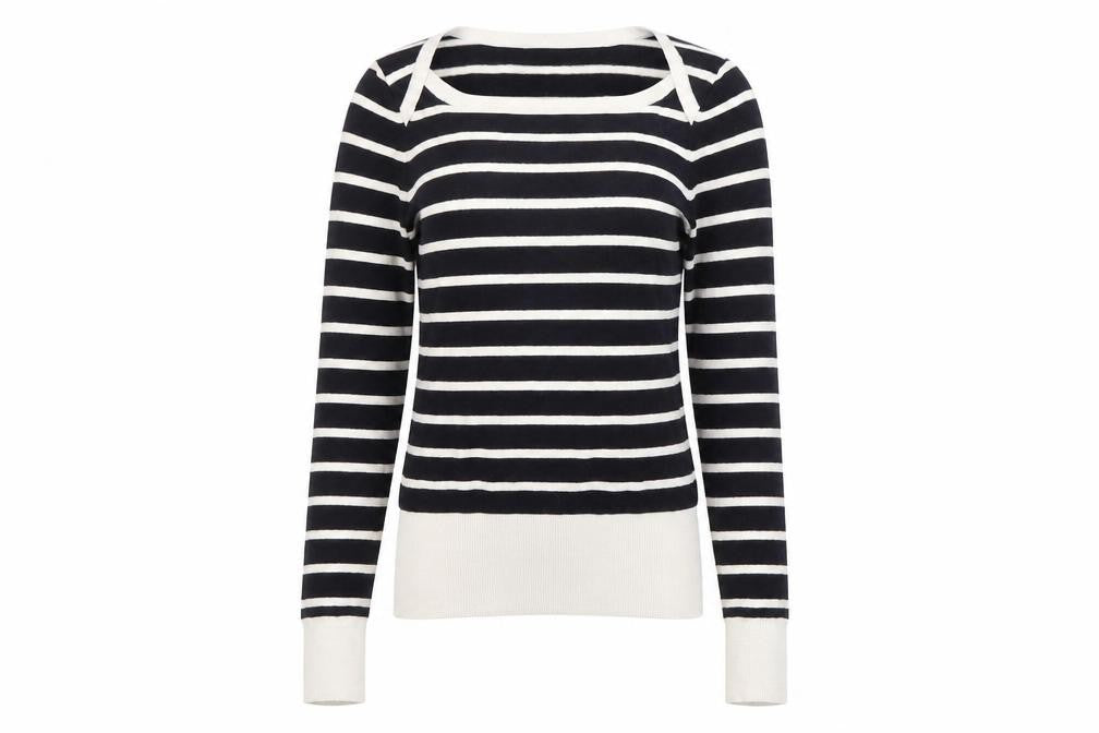 French Connection Women's Black Striped Pullover XS